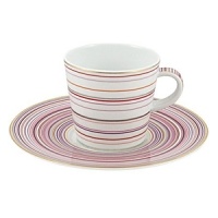 Inspired by Milleraies, Raynaud's spearhead tableware set, Attraction boasts a freer, more modern design with alternating narrow and wide stripes. It will embellish any table with its shades of pink and red, enhanced with mauve and orange and underscored subtle shades of green and brown. Inspired by Milleraies, Raynaud's spearhead tableware set, Attraction boasts a freer, more modern design with alternating narrow and wide stripes. It will embellish any table with its shades of pink and red, enhanced with mauve and orange and underscored subtle shades of green and brown.