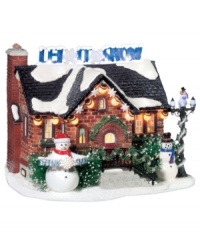 Come in to the cold. A celebration of all things icy, frosted and slick, the Snowman House in Snow Village is a flurry of winter activity. The snowman globes and sign light up, warming a site of endless snow days. Come in to the cold. A celebration of all things icy, frosted and slick, the Snowman House in Snow Village is a flurry of winter activity. The snowman globes and sign light up, warming a site of endless snow days.