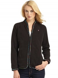 THE LOOKMock neckZip frontEmbroidered logo at chestPrinted piping at trimFront patch pocketsTHE FITAbout 25 from shoulder to hemTHE MATERIALPolyesterFully linedCARE & ORIGINMachine washImportedModel shown is 5'11 (180cm) wearing US size Small. THE LOOKMock neckZip frontEmbroidered logo at chestPrinted piping at trimFront patch pocketsTHE FITAbout 25 from shoulder to hemTHE MATERIALPolyesterFully linedCARE & ORIGINMachine washImportedModel shown is 5'11 (180cm) wearing US size Small.