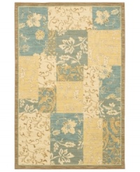 Sweeping images of leaves and flowers are mixed with blue and beige block patterns on this modern rug from Karastan. Woven from pure New Zealand wool, this distinctive piece makes its high-fashion mark in nearly any decor from casual to contemporary. Sweeping images of leaves and flowers are mixed with blue and beige block patterns on this modern rug from Karastan. Woven from pure New Zealand wool, this distinctive piece makes its high-fashion mark in nearly any decor from casual to contemporary.