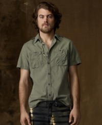 Effortlessly casual and inherently cool, a military-inspired sport shirt is updated for the warmer months with short sleeves and a lightweight twill construction. Effortlessly casual and inherently cool, a military-inspired sport shirt is updated for the warmer months with short sleeves and a lightweight twill construction.