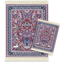 Lextra Tree of Life MouseRug and CoasterRug Set, 10.25 x 7.125 Inches, Red, Blues and White, One MouseRug and One Matching CoasterRug (CTL-S)