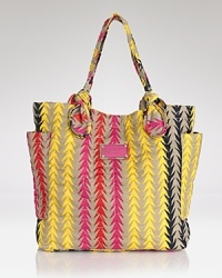 The tote bag goes graphic. MARC BY MARC JACOBS gives its daytime classic a sporty update with durable nylon and bold chevron stripes. The tote bag goes graphic. MARC BY MARC JACOBS gives its daytime classic a sporty update with durable nylon and bold chevron stripes.