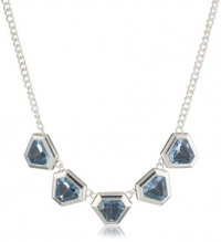 Anne Klein Glen Park Silver-Tone Blue Colored Acrylic Stone Necklace