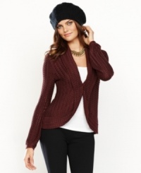A textured knit adds touchable appeal to INC's petite cardigan. The cutaway hem and blouson sleeves make this sweater feel even more romantic. (Clearance) A textured knit adds touchable appeal to INC's petite cardigan. The cutaway hem and blouson sleeves make this sweater feel even more romantic. (Clearance)