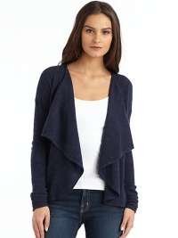 THE LOOKDraped open frontLong sleeves with ruched cuffsHi-lo hemTHE FITAbout 25 from shoulder hemTHE MATERIALCashmereCARE & ORIGINDry cleanImported THE LOOKDraped open frontLong sleeves with ruched cuffsHi-lo hemTHE FITAbout 25 from shoulder hemTHE MATERIALCashmereCARE & ORIGINDry cleanImported
