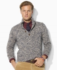 A cool-weather classic is crafted from soft ragg cotton with a buttoned mockneck collar for a handsome, preppy look. A cool-weather classic is crafted from soft ragg cotton with a buttoned mockneck collar for a handsome, preppy look.