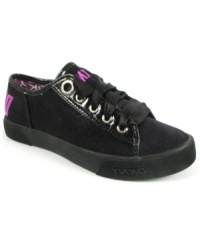 Comfy cute. Thick satin laces help these Linden sneakers from DKNY complement her fierce, fashionable style. Comfy cute. Thick satin laces help these Linden sneakers from DKNY complement her fierce, fashionable style.