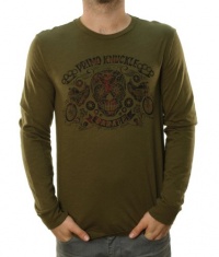 Lucky Brand Men's Primo Knuckle Garage Flowered Skull Logo T-Shirt Green Lucky Brand Men's Primo Knuckle Garage Flowered Skull Logo T-Shirt Green