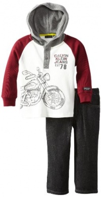 Calvin Klein Boys 2-7 Hooded Top With Jeans, Multi, 3T Calvin Klein Boys 2-7 Hooded Top With Jeans, Multi, 3T