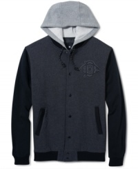 You'll be the captain of team style in this sleek DC Shoes varsity jacket. With a layered-looking hood and a sporty design, this jacket is a serious score. You'll be the captain of team style in this sleek DC Shoes varsity jacket. With a layered-looking hood and a sporty design, this jacket is a serious score.