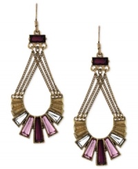 Colorful chic. BCBGeneration's drop earrings are crafted from gold-tone mixed metal with baguette stones lending a vibrant touch. Approximate drop: 2-3/4 inches.