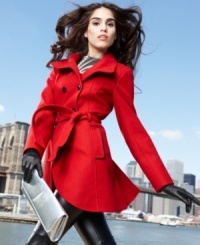 Stay stylish no matter the weather in GUESS' citified, chic coat. Special details like piped seams and a cutaway hem give this look plenty of flair. Stay stylish no matter the weather in GUESS' citified, chic coat. Special details like piped seams and a cutaway hem give this look plenty of flair.