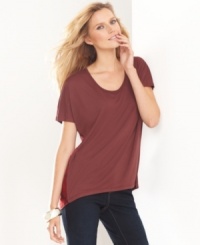 INC updates this classic petite tee with a snake-print back inset and subtle high-low design. (Clearance) INC updates this classic petite tee with a snake-print back inset and subtle high-low design. (Clearance)