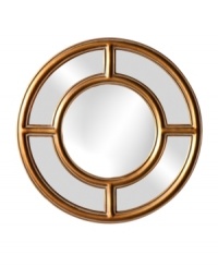 With its simple circular design the Grisham mirror by Howard Elliott radiates tranquility. It makes an eye-catching accent in a hall or entryway, and the central convex mirror enlarges your field of vision so you can see what's around the corner. Available in gold, silver and white. With its simple circular design the Grisham mirror by Howard Elliott radiates tranquility. It makes an eye-catching accent in a hall or entryway, and the central convex mirror enlarges your field of vision so you can see what's around the corner. Available in gold, silver and white.