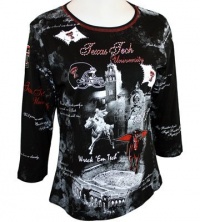 P-Michael Collegiate Apparel Women's Fashion Top, Short Sleeve, Scoop Neck, Vividly Printed in School Colors, School Name Accented in Rhinestones - Texas Tech P-Michael Collegiate Apparel Women's Fashion Top, Short Sleeve, Scoop Neck, Vividly Printed in School Colors, School Name Accented in Rhinestones - Texas Tech