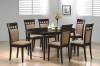 7pc Contemporary Cappuccino Finish Solid Wood Dining Table Chairs Set