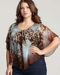 Karen Kane Plus Size Animal Print Silk Top Karen Kane Plus Size Animal Print Silk Top