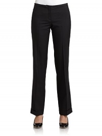 THE LOOKBanded waistZip fly with slide tab closureCreased front and back legsTailored cuffsTHE FITRise, about 9Inseam, about 33THE MATERIAL85% wool/15% silkSecond fabric: silkCARE & ORIGINDry cleanMade in ItalyModel shown is 5'10 (177cm) wearing US size 4. THE LOOKBanded waistZip fly with slide tab closureCreased front and back legsTailored cuffsTHE FITRise, about 9Inseam, about 33THE MATERIAL85% wool/15% silkSecond fabric: silkCARE & ORIGINDry cleanMade in ItalyModel shown is 5'10 (177cm) wearing US size 4.