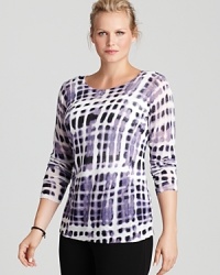Get ahead of the sartorial curve in a sleek Lafayette 148 New York Plus sweater flaunting a pulse-racing print for serious modern edge. Get ahead of the sartorial curve in a sleek Lafayette 148 New York Plus sweater flaunting a pulse-racing print for serious modern edge.