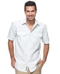 Wear it day or night, this Cubavera shirt will see you all the way through summer. Wear it day or night, this Cubavera shirt will see you all the way through summer.