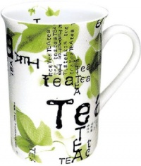 Konitz Tea Collage 10-Ounce Mugs, Set of 4, White/Green Konitz Tea Collage 10-Ounce Mugs, Set of 4, White/Green