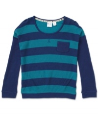 Blocky stripes on this tee from Roxy make it a sweet style, perfect for a sunny day. Blocky stripes on this tee from Roxy make it a sweet style, perfect for a sunny day.