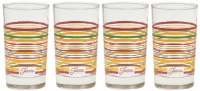 Fiesta Multi-Color Stripe Glassware, 7-Ounce Juice Glass, Scarlet Collection, Set of 4 Fiesta Multi-Color Stripe Glassware, 7-Ounce Juice Glass, Scarlet Collection, Set of 4