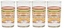 Fiesta Multi-Color Stripe Glassware, 7-Ounce Juice Glass, Scarlet Collection, Set of 4