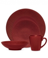 Stoneware in rich garnet offers contemporary style with a combination of smooth, lined and textured surfaces. Sleek, simple and easy to dress up or down, the Red Pepper 4-piece place settings are a smart, enticing choice for every meal. Stoneware in rich garnet offers contemporary style with a combination of smooth, lined and textured surfaces. Sleek, simple and easy to dress up or down, the Red Pepper 4-piece place settings are a smart, enticing choice for every meal.