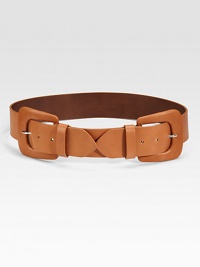 Solid, supple bovine leather is fastened with two covered buckles.About 1.75 wideMade in Italy Solid, supple bovine leather is fastened with two covered buckles.About 1.75 wideMade in Italy