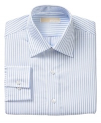 Take the guesswork out of your morning routine and button up in this striped Michael Kors dress shirt any day of the week. Take the guesswork out of your morning routine and button up in this striped Michael Kors dress shirt any day of the week.