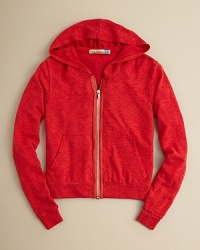 A fab update on the classic hoodie, Vintage Havana's sweatshirt sports a contrast zip placket and sequin heart pattern on the back. A fab update on the classic hoodie, Vintage Havana's sweatshirt sports a contrast zip placket and sequin heart pattern on the back.