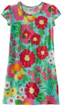 Lilly Pulitzer Girls 7-16 Little Kelsea Dress, Shorely Blue Big Garden by the Sea, X-Large