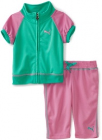 Puma - Kids Baby Girls Infant Zip Jacket And Mesh Capri Set, Fuchsia, 18 Months Puma - Kids Baby Girls Infant Zip Jacket And Mesh Capri Set, Fuchsia, 18 Months