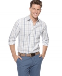 Make an impression with plaid. Stepping out in this slim-fit shirt from Club Room gives you style everyone will remember. (Clearance) Make an impression with plaid. Stepping out in this slim-fit shirt from Club Room gives you style everyone will remember. (Clearance)