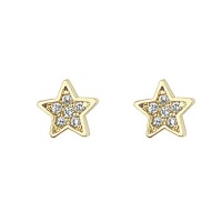 14K Yellow Gold Plated Star CZ Stud Earrings with Screw-back for Children & Women 14K Yellow Gold Plated Star CZ Stud Earrings with Screw-back for Children & Women