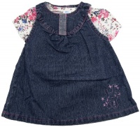 Bon Bebe Infant Girls 12-24M Blue Denim Dress w/ Floral Design T-Shirt Set