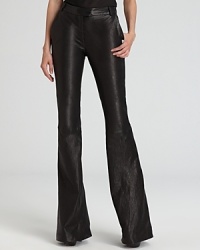 Flared for a fashion-forward finish, these Rachel Zoe lamb leather pants are sure to be your fall favorite. Flared for a fashion-forward finish, these Rachel Zoe lamb leather pants are sure to be your fall favorite.