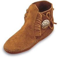 Minnetonka Girls Side Tie Button Boot,Brown Suede,8 M US Toddler Minnetonka Girls Side Tie Button Boot,Brown Suede,8 M US Toddler