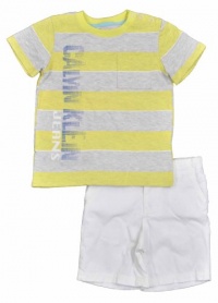 Calvin Klein Baby-boys Infant Stripes Tee With White Short Calvin Klein Baby-boys Infant Stripes Tee With White Short