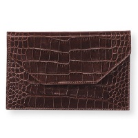 Crocodile Embossed Leather Photo Envelope, Brown, Holds 4x6 Photos Crocodile Embossed Leather Photo Envelope, Brown, Holds 4x6 Photos