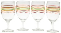 Fiesta Multi-Color Stripe Glassware, 16-Ounce All Purpose Goblet, Scarlet Collection, Set of 4