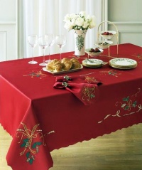 Lenox Holiday Nouveau 60 by 120-Inch Oblong / Rectangle Tablecloth, Red Lenox Holiday Nouveau 60 by 120-Inch Oblong / Rectangle Tablecloth, Red