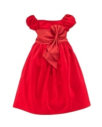 Pretty puffed sleeves, a full skirt and a wide satin sash give a timelessly sweet look to a festive corduroy party dress. Pretty puffed sleeves, a full skirt and a wide satin sash give a timelessly sweet look to a festive corduroy party dress.