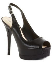 The suede and faux-patent finish of these striking GUESS Glenesia peep-toe platform slingbacks will make you the envy of the dance floor. The suede and faux-patent finish of these striking GUESS Glenesia peep-toe platform slingbacks will make you the envy of the dance floor.