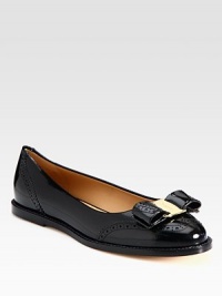 Classic functional silhouette of polished patent leather with a charming logo-adorned bow. Patent leather upperLeather lining and solePadded insoleMade in ItalyOUR FIT MODEL RECOMMENDS ordering true size. Classic functional silhouette of polished patent leather with a charming logo-adorned bow. Patent leather upperLeather lining and solePadded insoleMade in ItalyOUR FIT MODEL RECOMMENDS ordering true size.