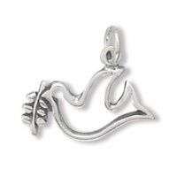 Sterling Silver Dove with Olive Branch Charm Sterling Silver Dove with Olive Branch Charm