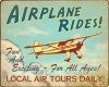 Airplane Rides Retro Sign / Wall Plaque