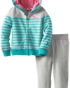 Puma - Kids Girls 2-6X Toddler Striped Hoodie Set, Spectra Green, 2T